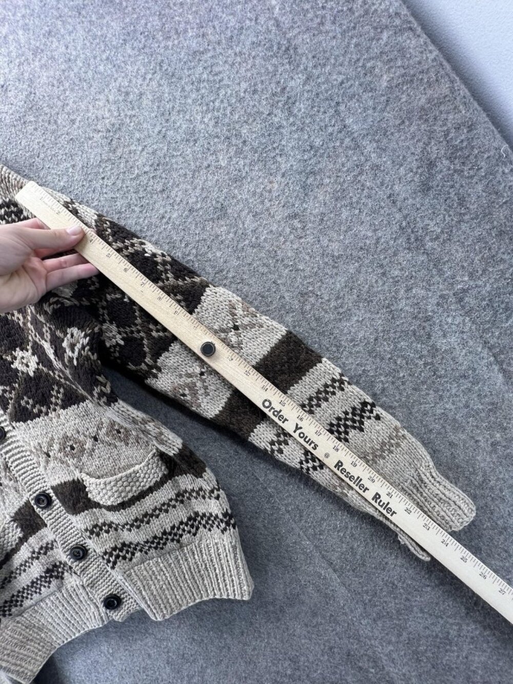 J.Crew Sweater Mens Small Beige Wool Cardigan Shawl Collar Fair Isle Knit Aztec - Picture 5 of 12